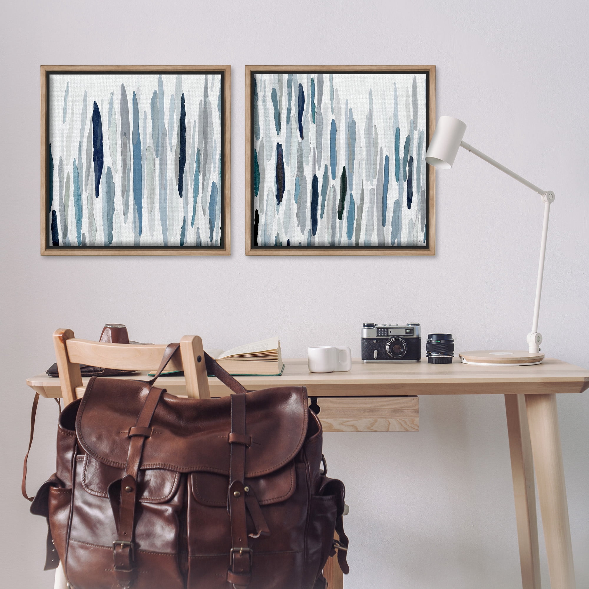 Stupell Industries Abstract Brushed Rainfall Contemporary Abstract Painting Brown Floater Framed Canvas Art Print Wall Art, 25 x 25, Set of 2