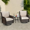 thumbnail image 2 of AOILE 3-Piece Rattan Swivel Rocking Chair Outdoor Set, Patio Bistro Furniture with Cushions and Table, 2 of 7