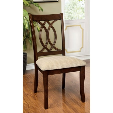 Cherry Finish Modular Guest Chair - Furniture of America Amersty Dining Chair in Brown Cherry (Set of 2)