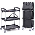 thumbnail image 1 of Carrito de servicio utilitario VEVOR, plegable, 165 libras, 3 estantes con ruedas, 1 of 9