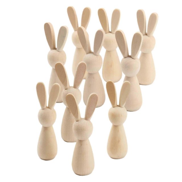 10x Wooden Peg Dolls Wood Pieces Decorative Smooth Surface Peg People Rabbit Peg Dolls For Peg Game Kids Adults Holiday Party