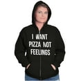 thumbnail image 3 of I Want Pizza Not Feelings Funny Food Unisex Fleece Graphic Zip Up Hoodie Brisco Brands 2X, 3 of 5