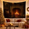thumbnail image 3 of Roaring Fireplace in Stone Hearth, Cozy Rustic for Home Decor Lovers, Traditional Interior Wall Art, Christmas Gift Tapestry Wall Hanging for Living Room and Bedroom, 3 of 7