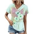 thumbnail image 1 of Blouses pour Femmes Col en V Décontracté Manches Courtes Printemps et Été Haut, 1 of 1