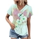 thumbnail image 1 of Camiseta de Manga Corta Suelta con Cuello en V Impresa, Blusa Casual para el Hogar Y el Uso Diario, 1 of 4