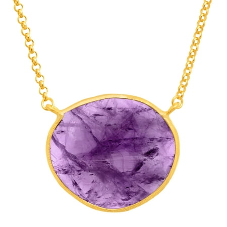 Piara 13 ct Natural Amethyst Necklace in 18kt Gold-Plated Sterling Silver