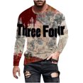 thumbnail image 2 of qelini Men's Long Sleeve Funny Graphic Tee Shirts Casual Stylish Plus Size Round Neck Halloween Costumes Pullover Tops Fall amd Winter Vintage Horro Print Lantern Pumpkin Party Multicolor 5XL, 2 of 5