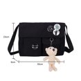 thumbnail image 1 of Bolsa bandolera de lona de hombro para estudiante Kawaii (colgante de oso negro caqui) Likrtyny Para Estrenar, 1 of 9