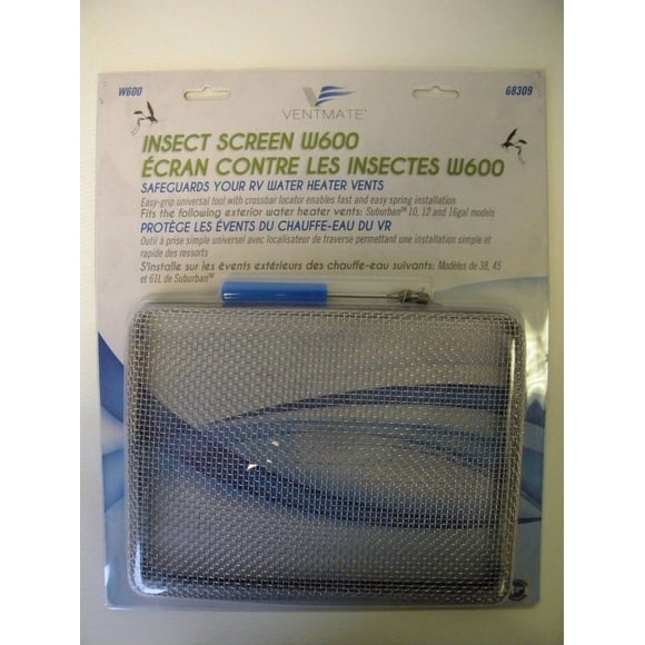 Ventmate Écran Anti-Insectes - Évent de Chauffe-Eau pour Appareil RV 68309; pour Utilisation avec Suburban 10/12/16 Gallons; Acier Inoxydable; avec 2 Fixations à Ressort/outil d'Installation/bord en Caoutchouc Silicone; Modèle VNT-W600