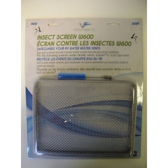 Ventmate Écran Anti-Insectes - Évent de Chauffe-Eau pour Appareil RV 68309; pour Utilisation avec Suburban 10/12/16 Gallons; Acier Inoxydable; avec 2 Fixations à Ressort/outil d'Installation/bord en Caoutchouc Silicone; Modèle VNT-W600