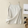 thumbnail image 3 of Lovskoo Womens Cotton Linen Tank Tops Summer Casual Sleeveless V Neck Camisole Loose Spaghetti Strap Cami Shirts Beige, 3 of 9