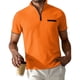 thumbnail image 1 of Blusa y camisa de cuello alto de manga corta para hombre, blusa informal de verano a la moda de color liso con cuello alto y cremallera, blusa/camiseta para hombre., 1 of 3