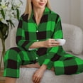 thumbnail image 6 of Honeii Buffalo Plaid Green Black print Women's Pajama Sets Long Sleeve Button Down Sleepwear Nightwear Soft Pjs Lounge Sets-X-Large, 6 of 7
