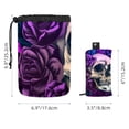 thumbnail image 5 of PhooArto Travel Cosmetic Bags Barrel Makeup Bag, Multifunctional Toiletry Bucket Bags Round Organizer Storage Pocket, Purple Flower Skull Head, 5 of 6