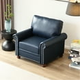 thumbnail image 2 of Blue faux leather cover - Comfortable polyester back - Living room decor - Attractive single chair, 2 of 4