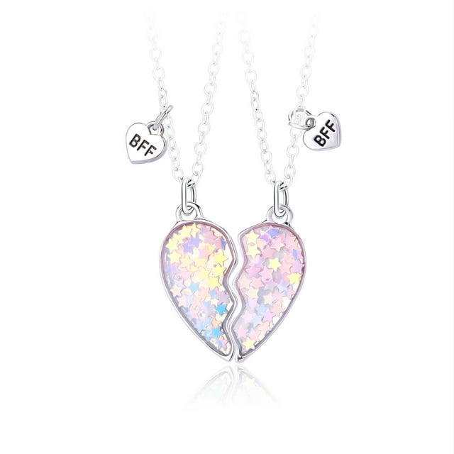 Collar de mejor amiga para 2 niñas, collar magnético de amistad a juego, colgante de medio corazón, collares BFF para hermana