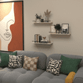thumbnail image 6 of 16 inch Floating Wall Shelves with Black Metal Guardrail Set of 3, Beige Wall Mounted Shelf for Bedroom Bathroom Kitchen Living Room, Different Sizes, 6 of 7