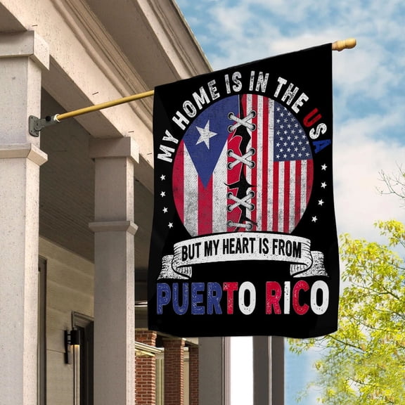 Flag-Made in America with Puerto Rican Parts Puerto Rico U.S.A Friendship American Flag Patriotic Garden Flag, Double-Sided Decorative Outdoor Flag, Patriotic Polyester Yard Flag 12 x 18 in