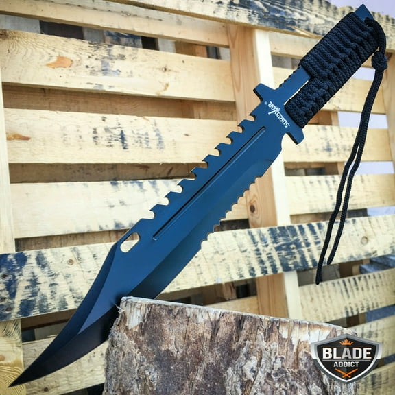13" Black Full Tang Hunting Survival Fixed Blade Camping Outdoors w/ SHEATH