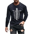 thumbnail image 2 of FDGIU Men's Halloween Graphic Tees Men Fashion Casual Print Sports Long Sleeves Round-Neck Blouses Shirts Casual Shirts, 2 of 5