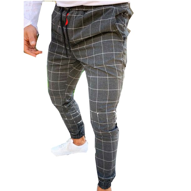 Madjtlqy - Gym Mens Trousers Plaid Tracksuit Bottoms Skinny Joggers ...