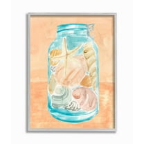 Stupell Industries Beach Shells In Jar Blue Orange Painting Framed Wall Art by Annie Warren