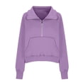 thumbnail image 4 of Satingcolo Half Zip Pullover Women Fall 2026 Oversized Stand Collar Cropped Sweatshirt Casual Quarter Zipper Hoodies,Purple 2XL, 4 of 4