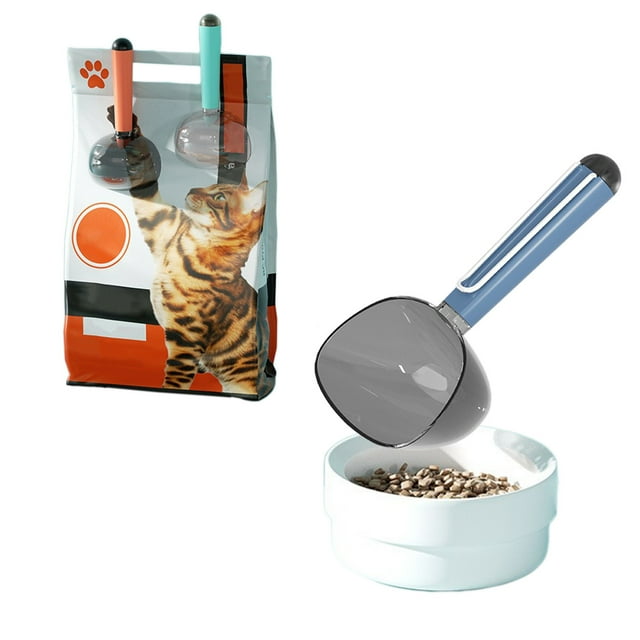 TopLLC Kitchen Accessories,Home And Kitchen, Pet Grain Dogs Cats Grain With Clip Hygienic Feeding Dogs And Cats Universal Cats Food Large Capacity Easy To Use For Living Room pick up spoon