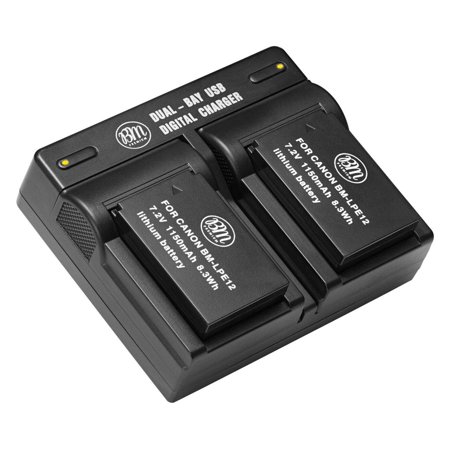 BM Premium 2-Pack Of LP-E12 Batteries and USB Dual Battery Charger for Canon