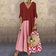 thumbnail image 1 of SMihono Robe Maxi Bohème d'Été pour Femmes Grande Taille Mode Décontractée Été Col en V Patchwork à Carreaux Imprimé Robe Manches Courtes Robe Longue de Plage, 1 of 8