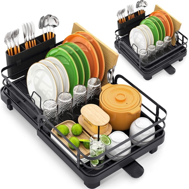 Escurridor de platos TOOLF extensible y plegable de acero inoxidable