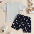 thumbnail image 4 of Boy Outfits Toddler Kids Boys Girls Short Sleeve Cartoon Printed T Shirt Tops Shorts Outfits Boys Outfits Black 2 Years-3 Years, 4 of 7