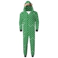 thumbnail image 5 of Odeerbi Christmas Onesie Pajamas for Family Holiday Sleep Jumpsuit Long Sleeve Family Christmas Pajamas Matching Sets Dad Fashion Lattice Print Plush Jumpsuit Sleepwear PJs Set Green, 5 of 6