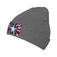 thumbnail image 2 of LNWH Knitted Acrylic Hat, Patriotic USA Flag Stars Pattern Winter Beanie Hat for Cold Weather, Deep Heather, 2 of 8