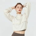 thumbnail image 4 of Women'S Zip Up Athletic Jacket Stand Collar Windproof Sun Protection Workout Outdoor Jacket Cream White S, 4 of 9