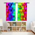 thumbnail image 3 of Colored Contour Curtains Rod Pocket Kids Boys Girls Abstract Rainbow Colorful Block Brick Geometric 3D Print Pattern Window Drapes for Nursery Baby Bedroom Playroom W42 x L84 Inch 2 Panels, 3 of 6