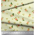 thumbnail image 2 of Soimoi Yellow Silk Fabric Leaves & Grandiflora Roses Floral Printed Fabric 1 Yard 42 Inch Wide, 2 of 3