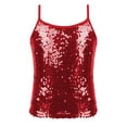 thumbnail image 2 of Raenseen Kids Girls Sleeveless Sequins Camisole Cami Top Tank Jazz Hip Hop Dance Top Performance Red 8, 2 of 9