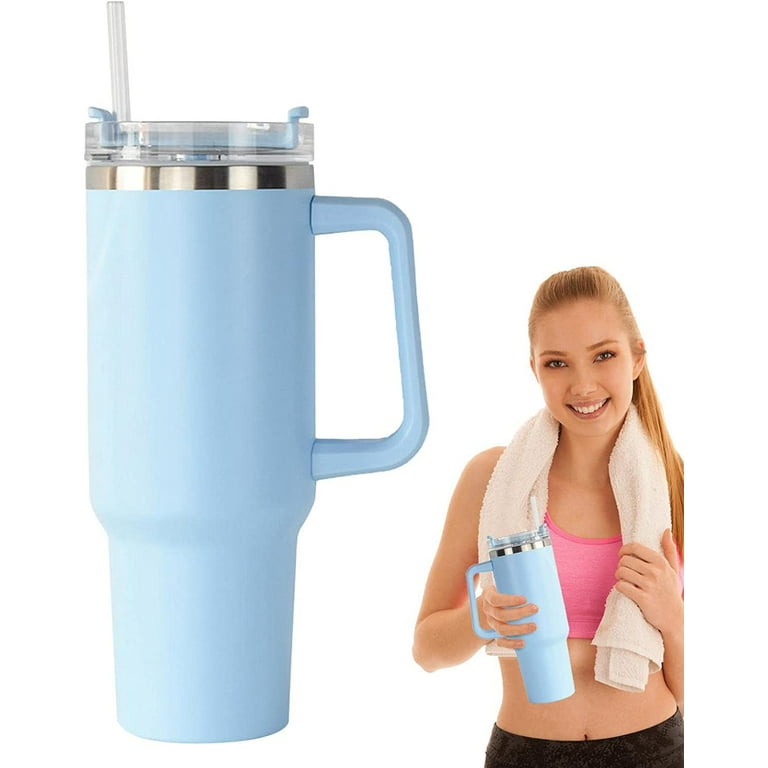 UMMH Simply Modern 40 oz Tumbler Insulated Water Bottle with Straw flip  Straw Tumbler Stainless steel vacuum insulated cup Cup with Handle for  Women&Men (Light Blue) 