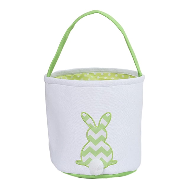 Cesta de conejito de Pascua, adorable decoración de Pascua, bolsa de huevos de Pascua, bolsas de mano de conejo, lona Verde