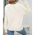 thumbnail image 3 of YOGAFOX Women Casual Oversized Cable Knit Long Sleeve Pullover Sweater Beige S, 3 of 5