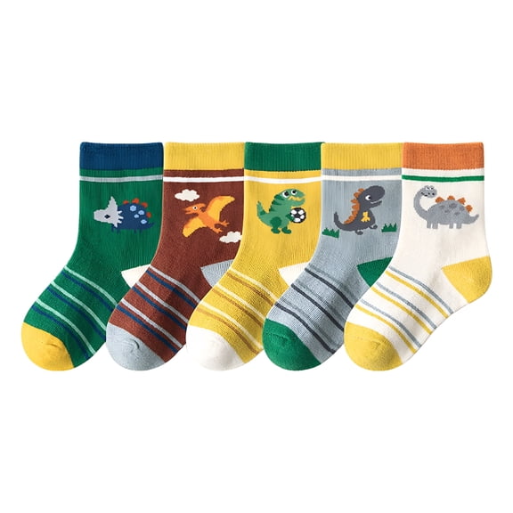 TELOLY 2026 New Kids Cotton Ankle Animal Socks: 5 Pairs Cute Cartoon Crew Socks Soft Funny Childs Sock Breathable for Boys Girls F for Size 3-5 Years
