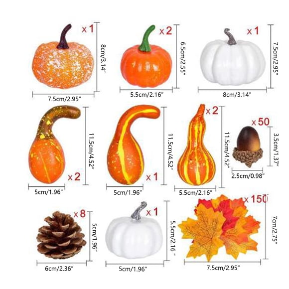 TIMIFIS Décor Citrouille Citrouilles Artificielles Ensemble de Décoration d'Automne, Feuille d'Érable et Gourde Décor d'Automnefall