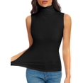 thumbnail image 3 of Chaleco elástico suave y ajustado básico sin mangas con cuello alto para mujer, 3 of 7