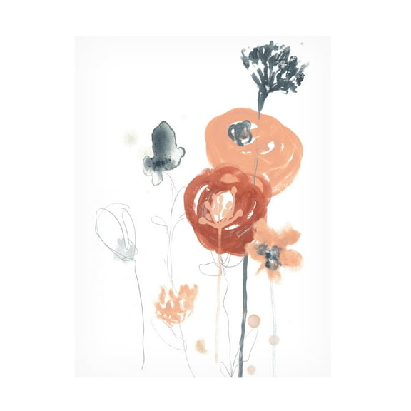 Canvas Wall Art - June Erica Vess 'Blush and Navy Floral II' Wall Art for Living Room, Bedroom, or Office Décor by Trademark Fine Art - 14 x 19 Inches