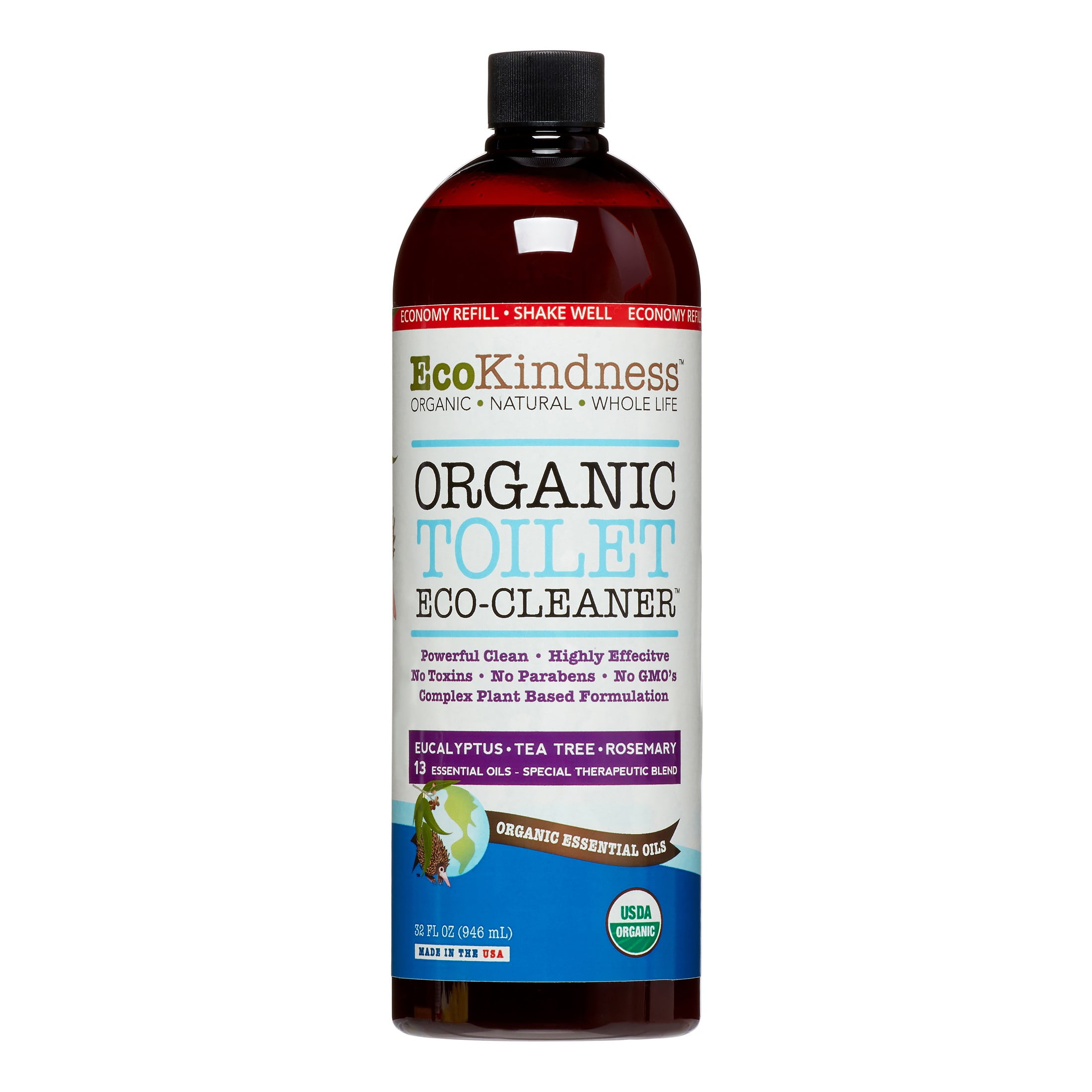 EcoKindness Organic Toilet Bowl Cleaner, 32 oz Refill