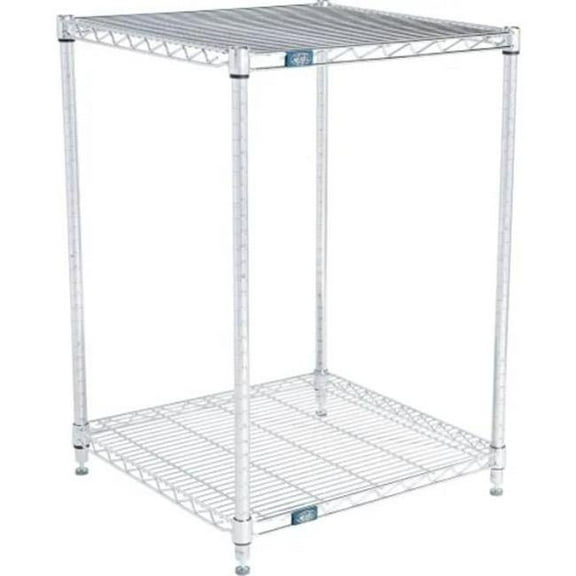 Global Industrial 24243C2 Nexel 2 Shelf Chrome Wire Shelving Unit Starter, Chrome - 24 x 24 x 34 in.