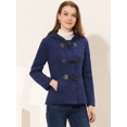 thumbnail image 2 of Chaquetón con capucha y bolsillos profundos con cremallera delantera corta tipo trenca para mujer Azul marino M, 2 of 5