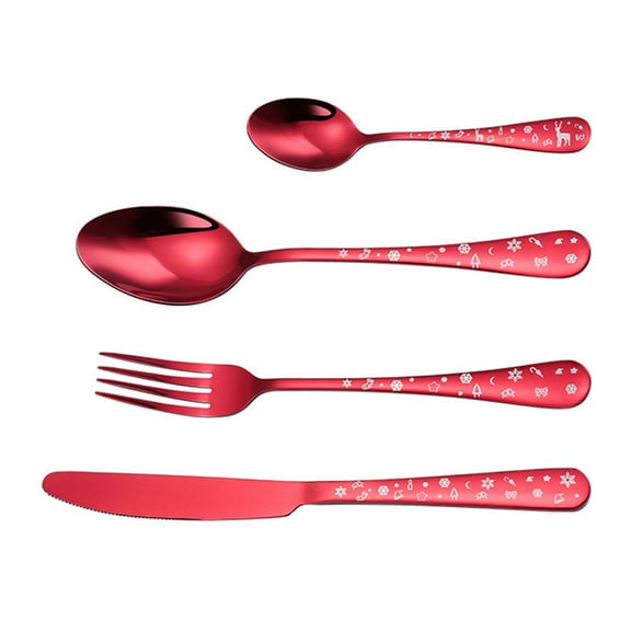 COSMOBETTY Tableware Set Red Stainless Steel 1 Set 8.9In