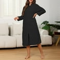 thumbnail image 5 of Roncen Women Plush Zipper Robe, Long Fleece House Coat Nightgown with Pockets Solid Bathrobe, 5 of 8